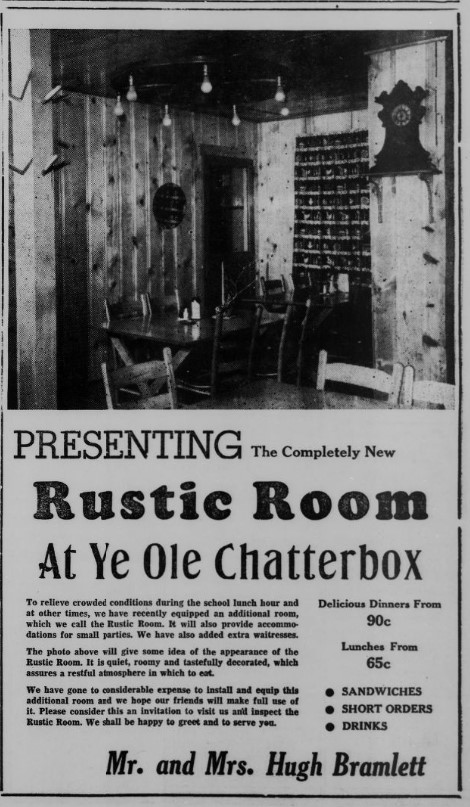 Rustic Room advertisement, January 13, 1955
