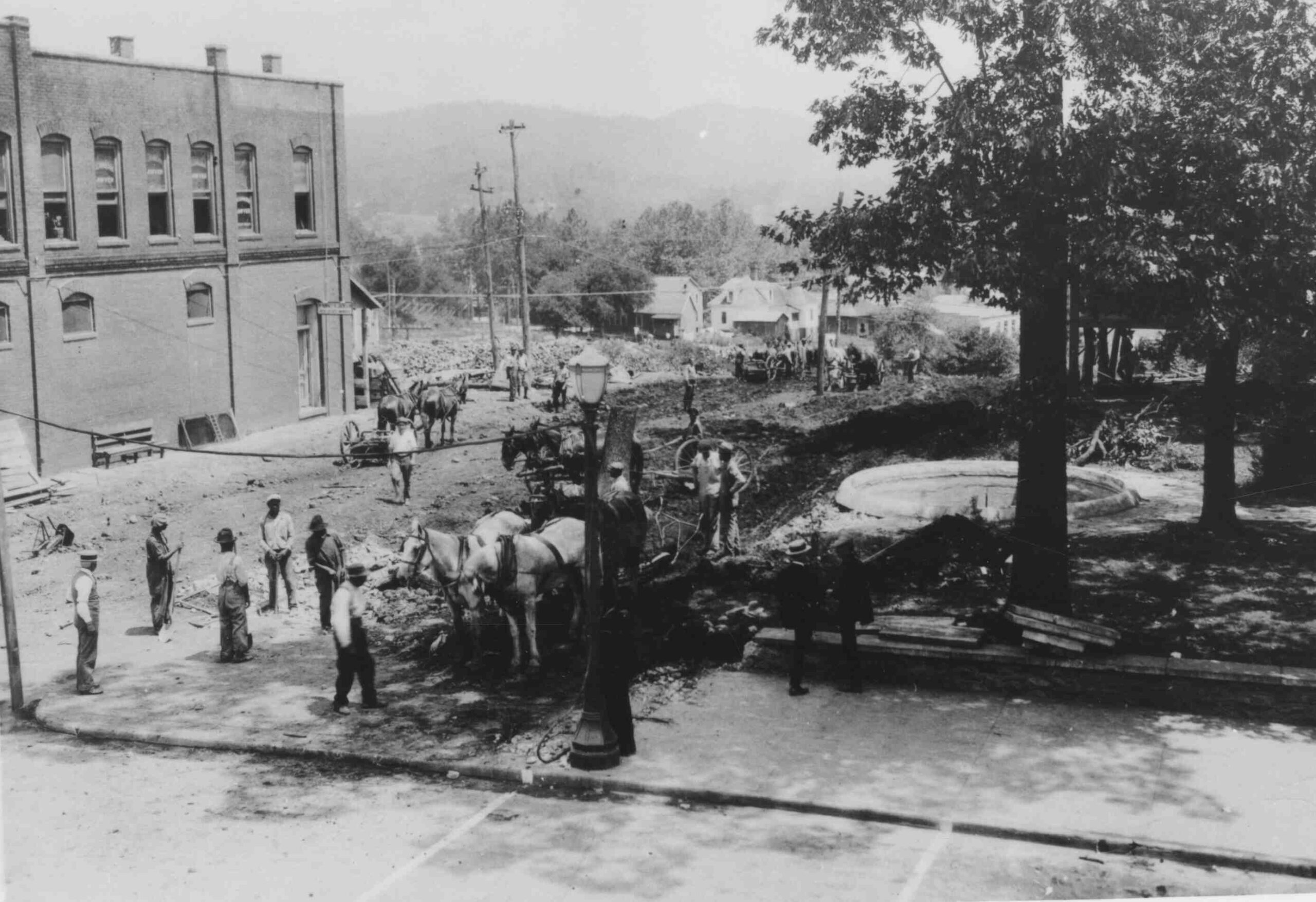 Construction of North Broad Street Transylvania County Library